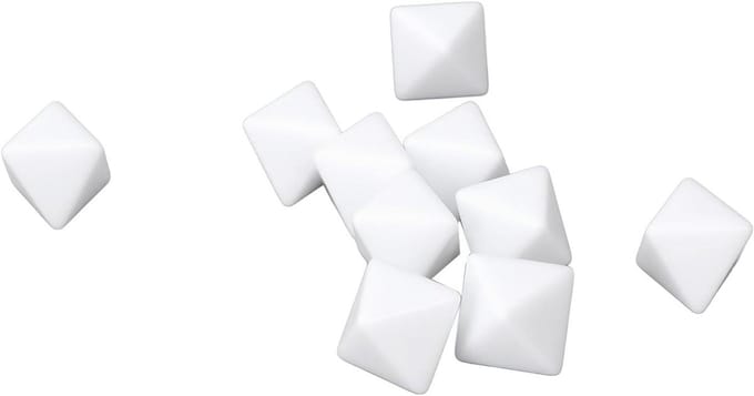 Witte Dobbelstenen - Achtzijdig - Bordspellen Knutselen - Glad Gepolijst Oppervlak - 30 Stuks - Wit