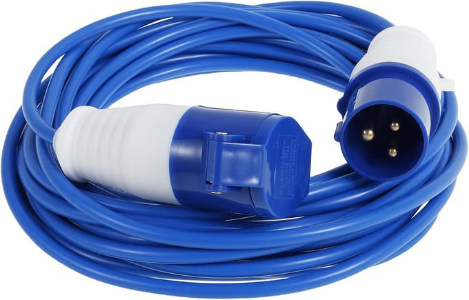Verlengkabel CEE 10 meter Blauw Robuust IP44 230V 16A Caravan Campingkabel