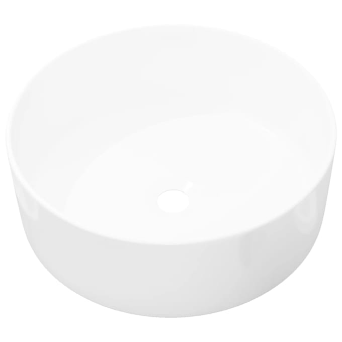 vidaXL - Wastafel - rond - wit - 40x15 - cm - keramiek