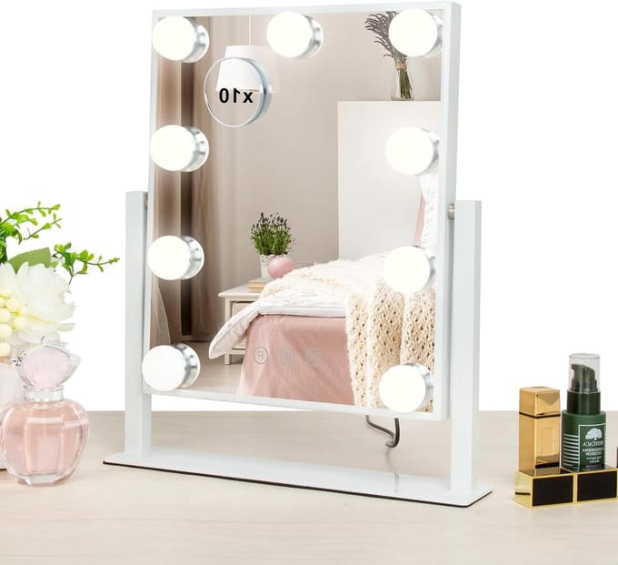 Make-up Spiegel - Verlichte Spiegel - Perfecte Make-up - Instelbare Kleuren - 25 x 35 cm - Wit