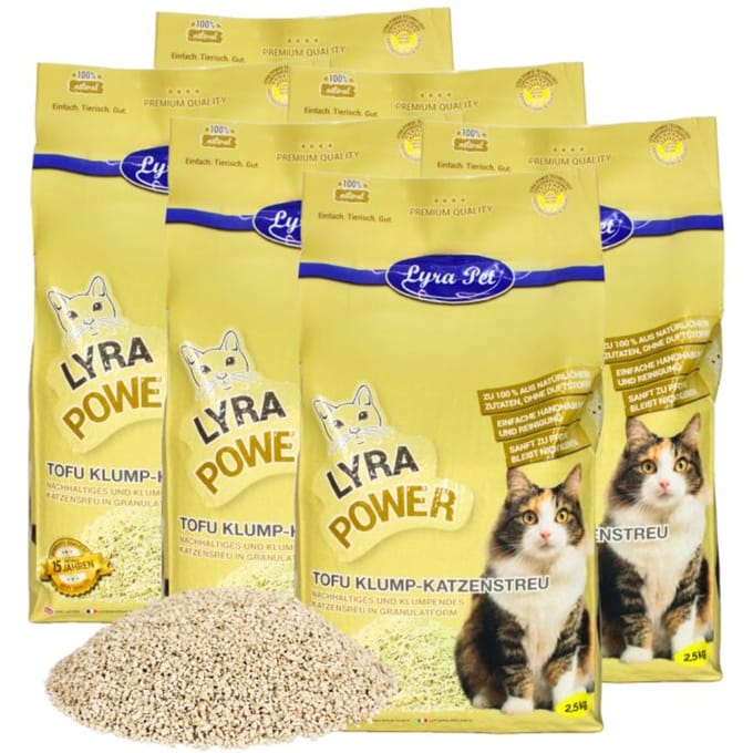 15 kg Lyra Pet® Tofu kattenbakvulling klonterend