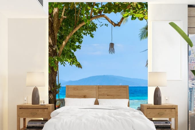 Behang - Fotobehang Tropisch - Strand - Zee - Breedte 165 cm x hoogte 220 cm