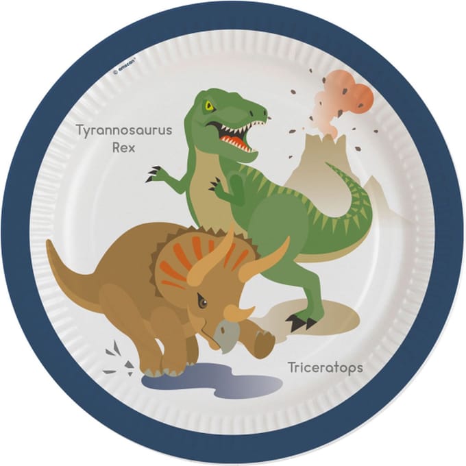 Amscan by Riethmuller - Riethmüller - Borden (papier) -ECO Happy Dinosaur Groot (8 stuks)