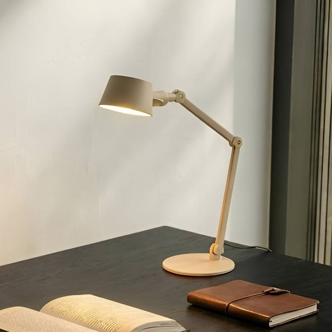 Lucande - bureaulamp - 1licht - metaal - H: 93.5 cm - E27 - beige