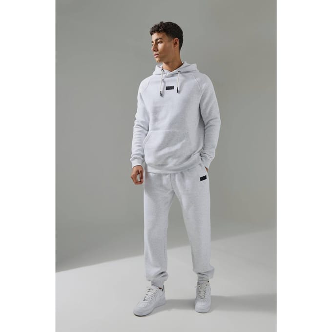 Regular Fit Man Active Hoodie & Jogger Tracksuit | Light Grey | Size Medium