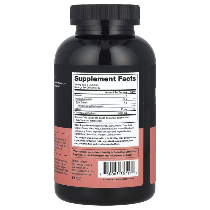 Creatine Gummies, Zure Blauwe Framboos, 150 Gummies