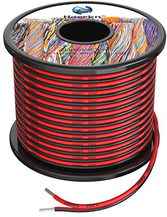 Siliconen elektrische draad 14 AWG 2 x 2,0 mm² - Hoge temperatuur, zuurstofvrij, vertind koper, 16 meter