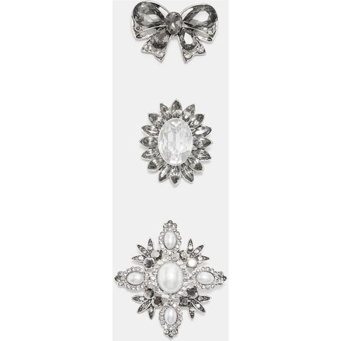 Stradivarius Set van 3 sierlijke broches  Grijs OS