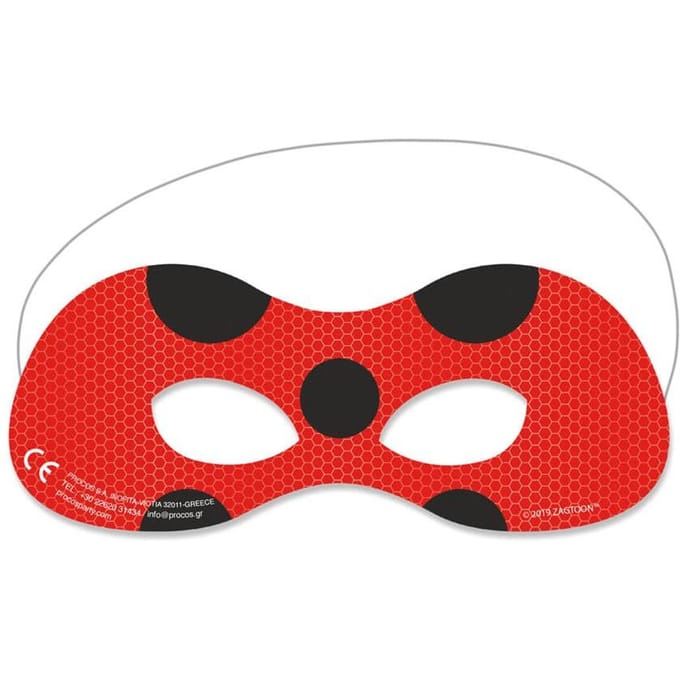 Procos Feestmaskers Miraculous 19,5 X 8 Cm Karton Rood 6 Stuks