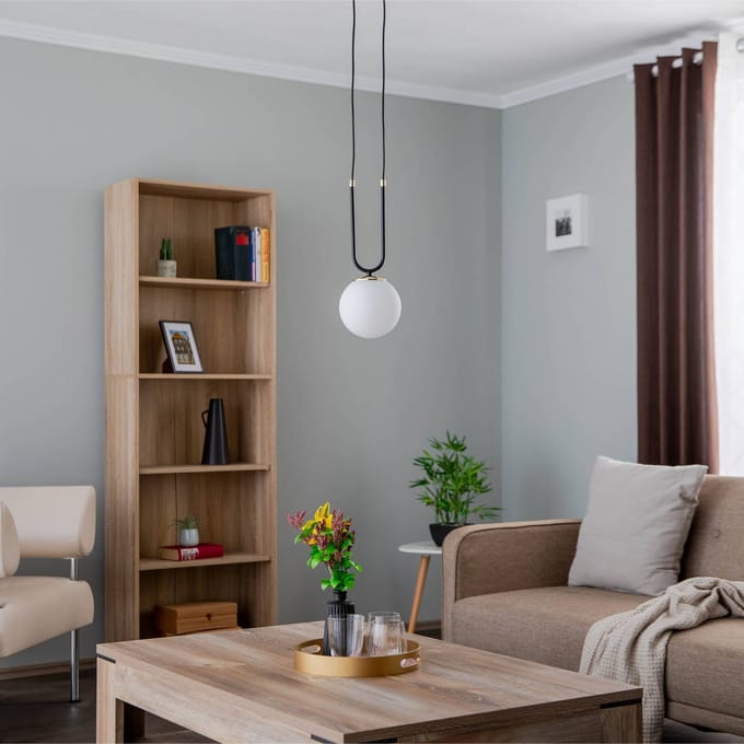EMIBIG LIGHTING Hanglamp Glam, zwart/opaal, 1-lamp