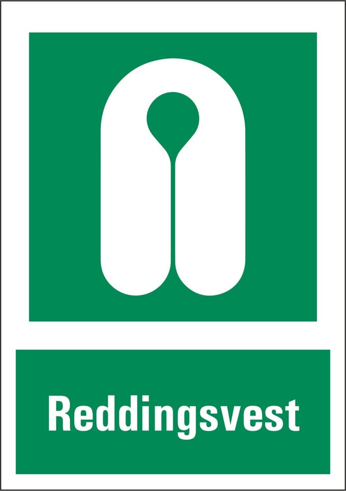 Reddingsvest sticker met tekst 297 x 420 mm