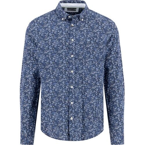 Fynch-Hatton Overhemd Minimal Flower Pattern Supersoft Cotton Navy / male