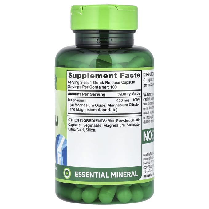 Nature's Truth, Drievoudig Magnesium Complex, 100 Sneloplosbare Capsules