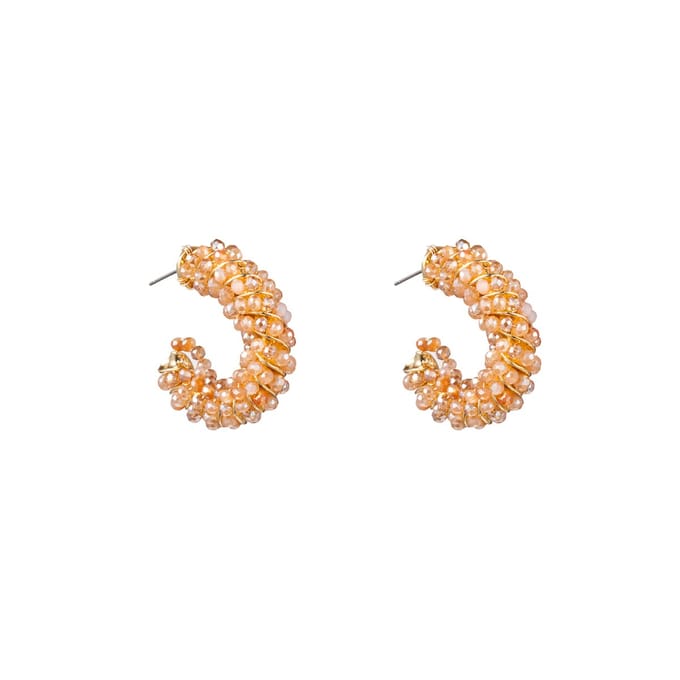 Go Dutch Label Oorknoppen twisted beads hoop Beige