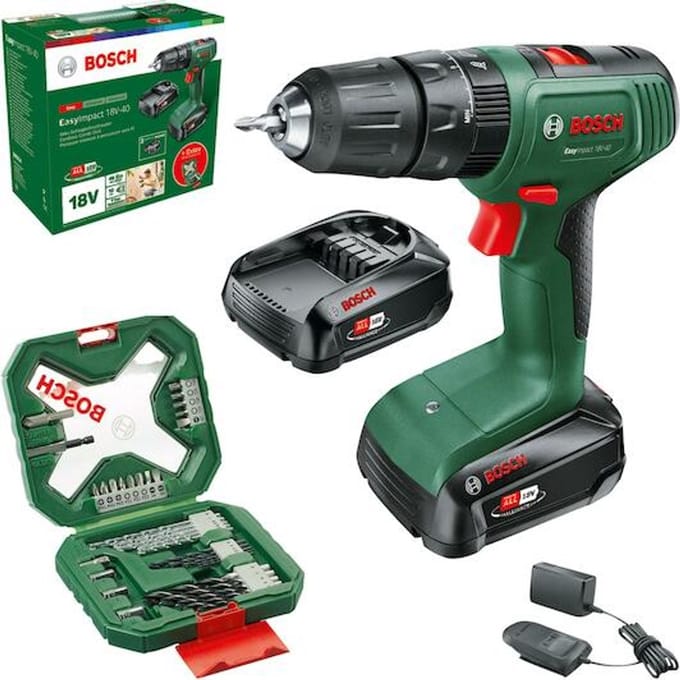 EasyImpact 18V-40 accu klopboorschroefmachine 18V Li-Ion + 2 accu's + lader + 34 accessoires
