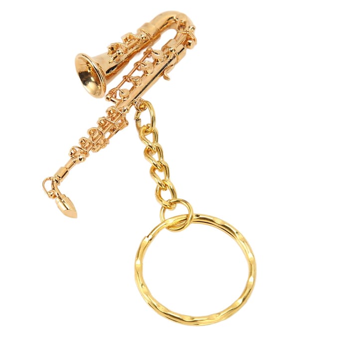 Leuke Saxofoon Hanger Sleutelhanger Draagbaar Grappig Messing Miniatuur Saxofoon Muziekinstrument Sleutel beige