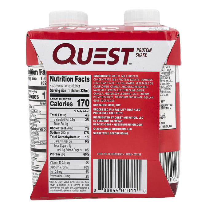 Quest Nutrition, Boisson Protéinée, Caramel Salé, 4 Unités, 11 fl oz (325 ml) Chaque