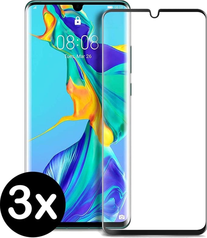 Screenprotector - 3 Stuks - Geschikt voor Huawei P30 Pro - Full Cover - Beschermglas - Gehard Glas - Tempered Glass - Screen Protector
