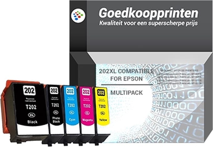 Huismerk Epson 202XL inkt cartridges 5-Kleuren Multipack (68 ml)