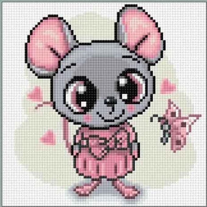 Wizardi Diamond Painting Kit Cute Mouse WD2476