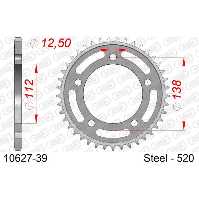 Afam 10627 Achtertandwiel Zilver 39t