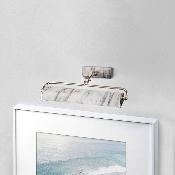 Elstead Lighting LED Schilderijverlichting Winchfield | 2X E14 Max 40W | Dimbaar | Polished Nickel & White Marble Effect