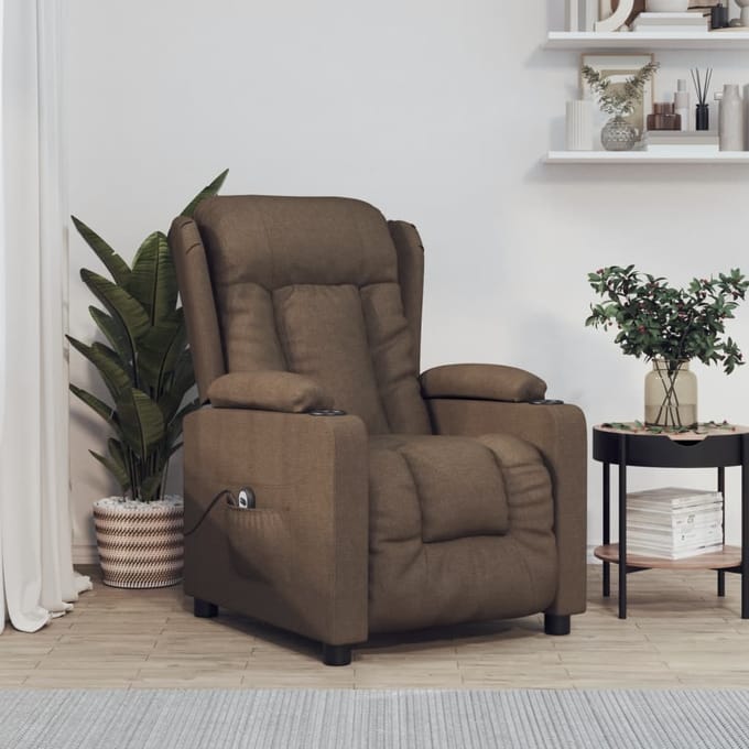 vidaXL - Fauteuil - verstelbaar - elektrisch - stof - bruin