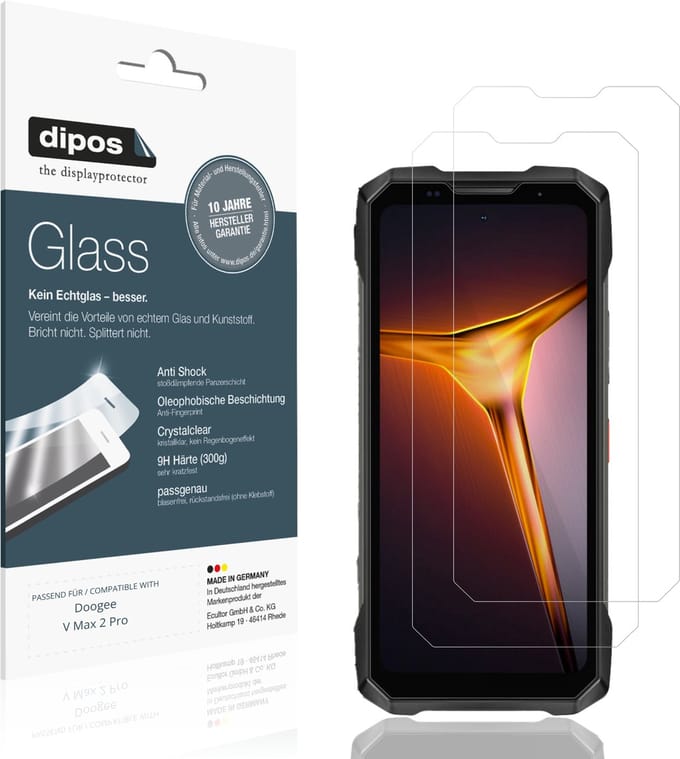 dipos – 2x Pantserfolie geschikt voor Doogee V Max 2 Pro | 9H Screenprotector