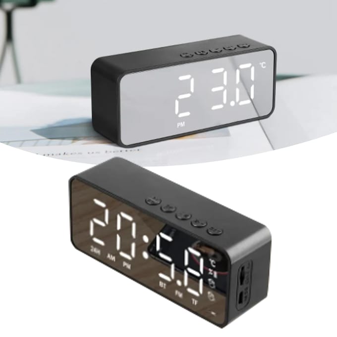 Intelligente Digitale Display Wekker Multifunctionele Bluetooth 5.0 Spiegelafwerking Slimme Luidspreker gray