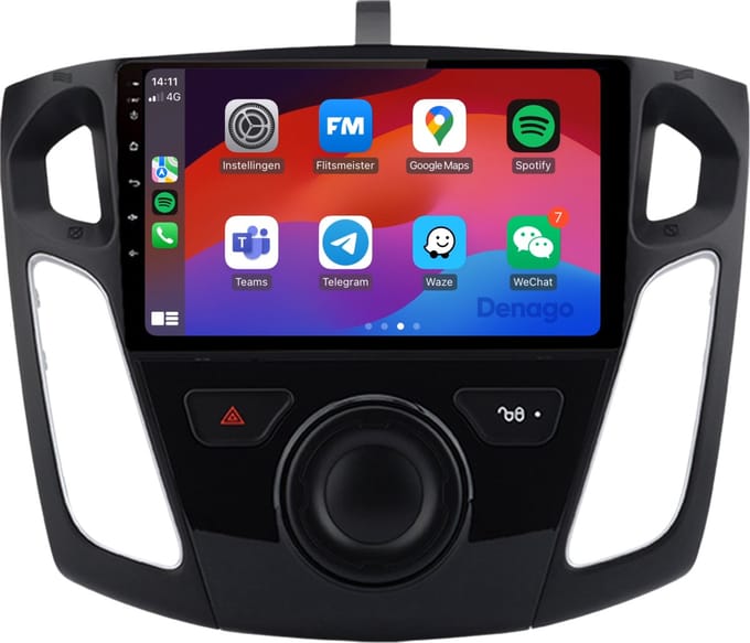 CarPlay autoradio geschikt voor Ford Focus (2012–2017) | 9 inch | Android 13 | Draadloos Apple CarPlay & Android Auto | 2GB + 32GB | QuadCore processor | Denago DNG-A61 | 2025 model | 2012 2013 2014 2015 2016 2017 | Bluetooth & Wifi
