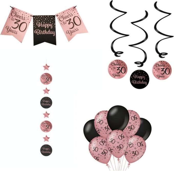 SET FEESTVERSIERING BLACK/ROSE 30JAAR