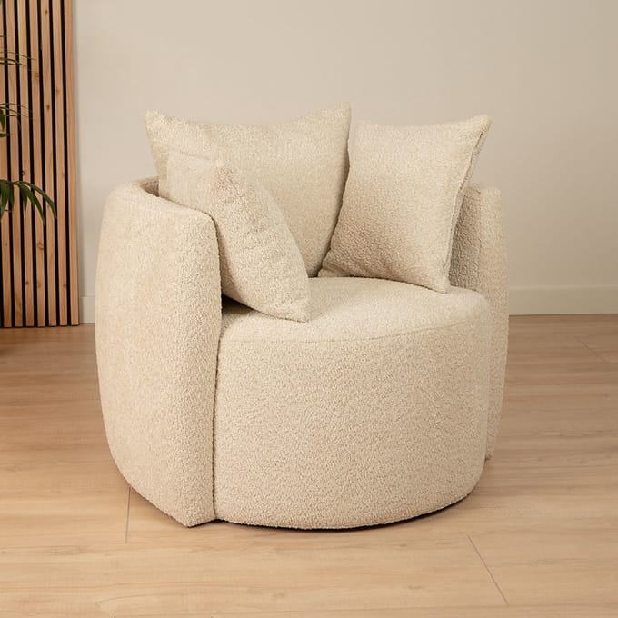 Bronx71® Teddy bouclé fauteuil Ruby beige