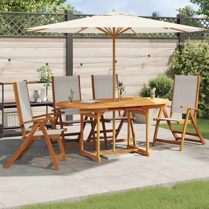 vidaXL - Klapstoelen - 4 - stuks - van - massief - acaciahout - en - textilene
