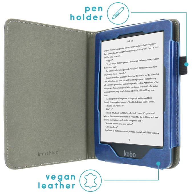 imoshion Vegan Leather Bookcase voor de Kobo Clara HD - Donkerblauw