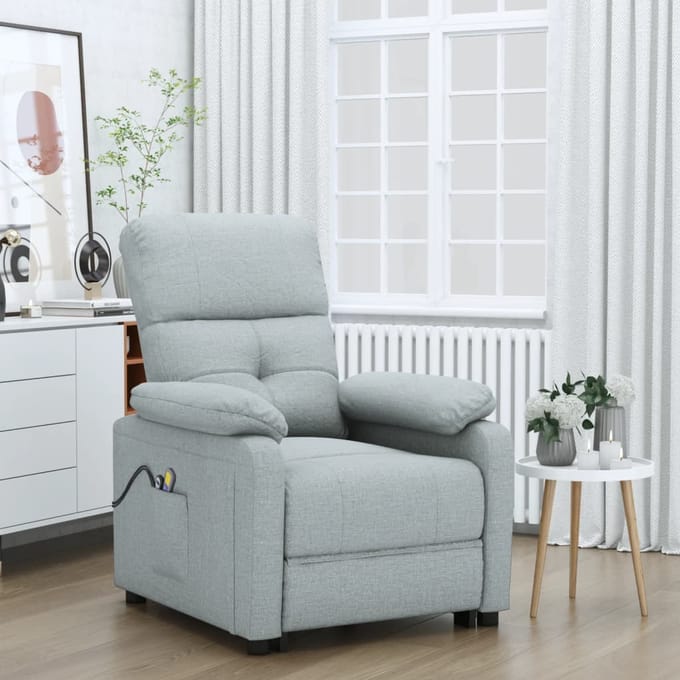 vidaXL - Massagestoel - elektrisch - stof - lichtgrijs