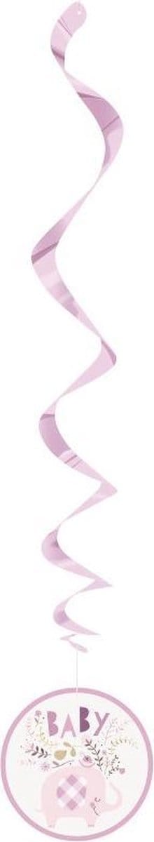 Swirl hangdeco Floral Elephant Roze (66cm 3st)