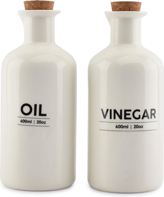 Olie en azijnfles set 60cl wit Cucina