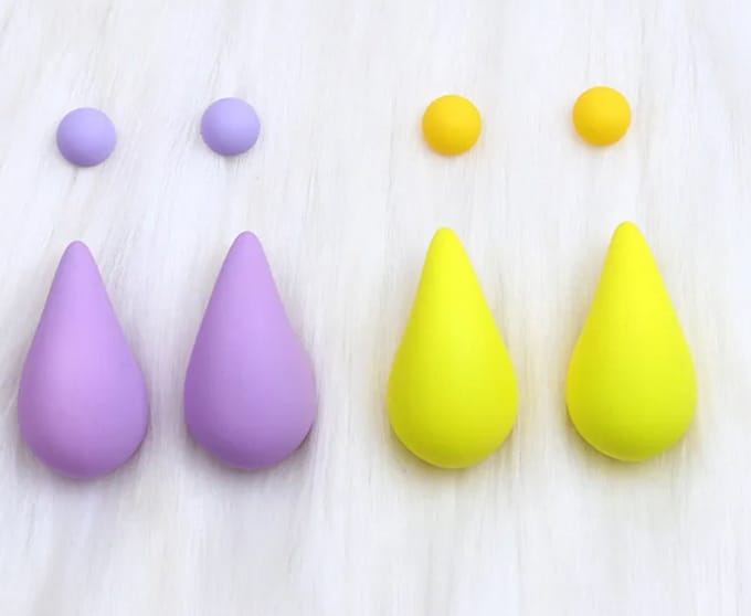 4 paar oorbellen | paars en geel
