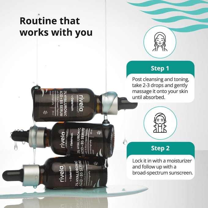 Rivela Dermascience Hyaluronzuur 2% + B5 Serum 30ml Voor Gehydrateerde Gladde Stralende Huid blue