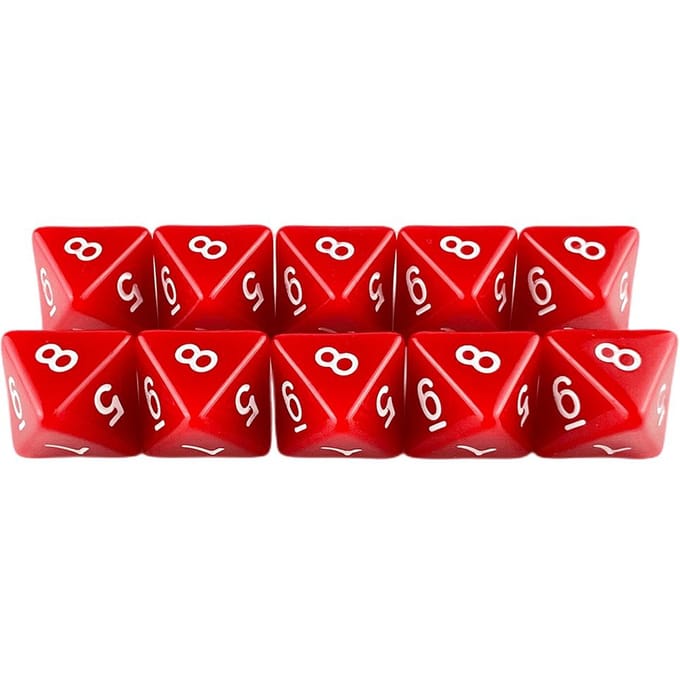 D8 Meerkantige Dobbelstenen 155 Mm Digitale Dobbelspel Kit 8-zijdig 10 Stuks voor Bordspellen rood