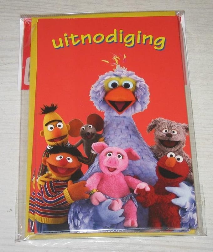 6 uitnodigingen - Sesamstraat - met enveloppen