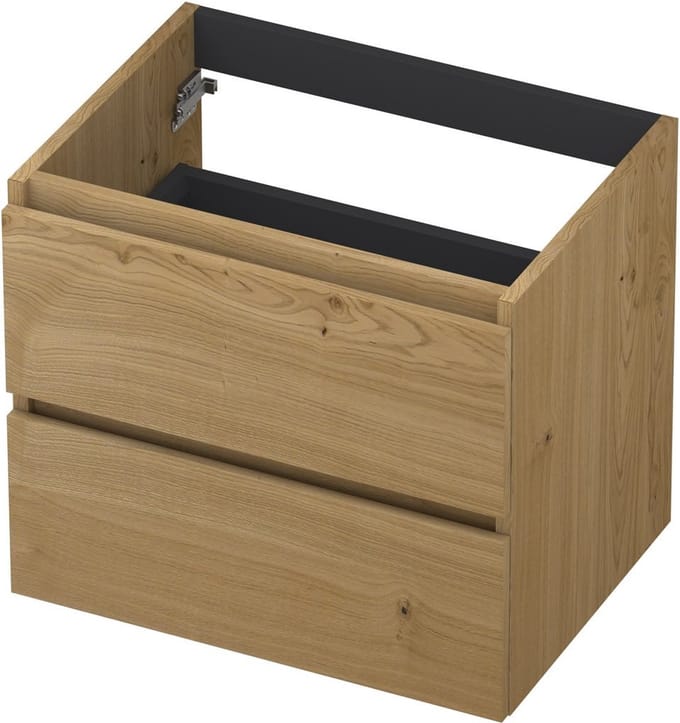 INK® wastafelonderkast 2 laden greeploos fineer eiken 60x52x45cm, natur
