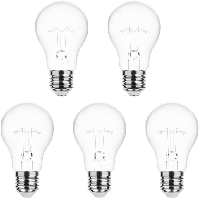 Technik E27 Wolfraam-Gloeilamp Dimbaar 75W - 2700K - Warm Wit - Gloeilamp Globe A55 - 5 stuks