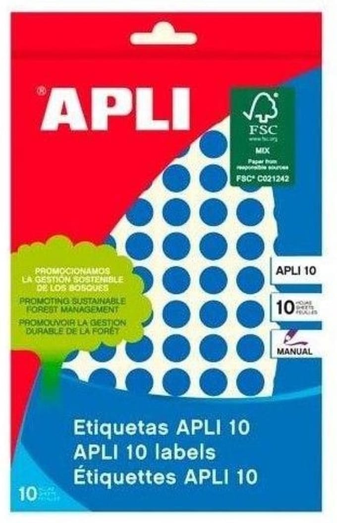 APLI - labels diameter 19 mm - 560 stuk - blauw
