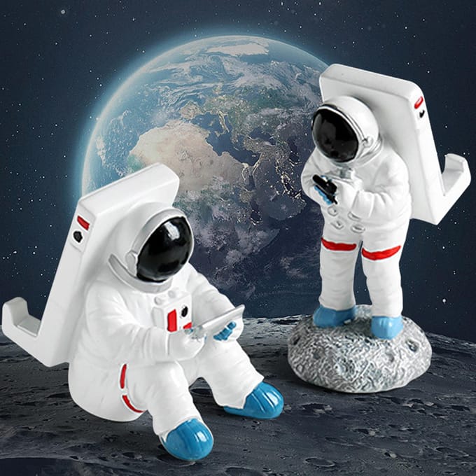 Astronaut Telefoonhouder Hars Uniek Design Veilige Ondersteuning Ruimtevaarder Mobiele Telefoonhouder voor Telefoon white