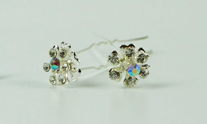 Haarpinnen bloem met strass