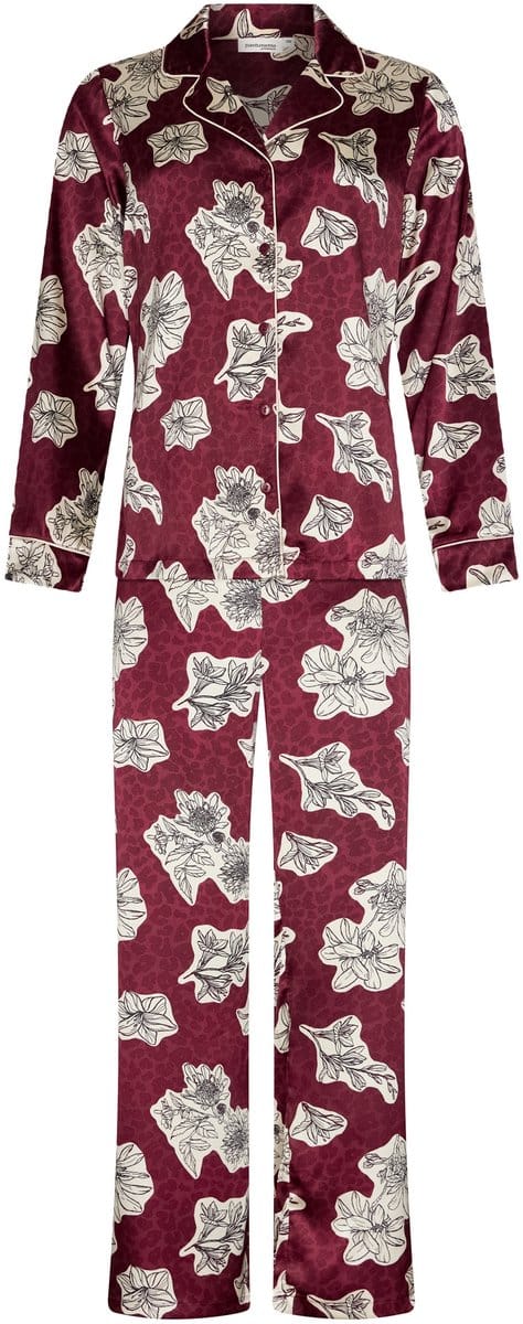 Pastunette Premium - Pyjama - Burgundy Dream - Satijn - Doorknoop - Maat 44