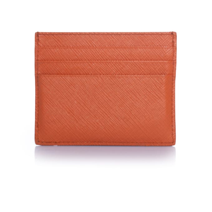 Prada, saffiano leren kaartenhouder in oranje