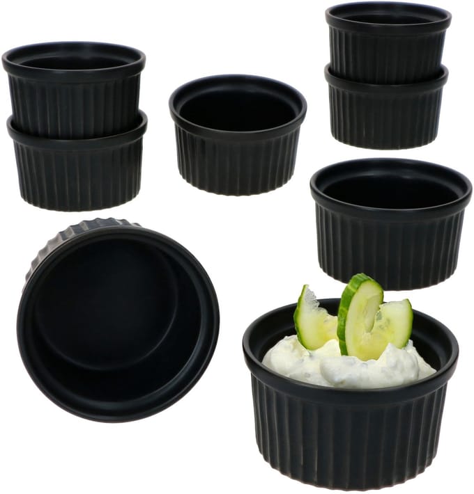 Set van 8 crème brulee schaaltjes NERO 9x5cm zwart - 24302121