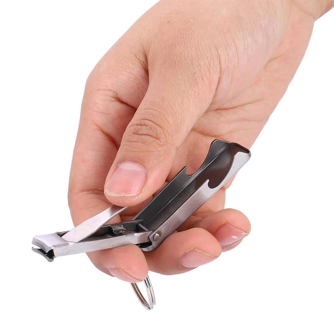 Outdoor Multifunctioneel 2 in 1 Mini Gereedschap Sleutelhanger Ring Nagelknipper Knippers Flesopener gray